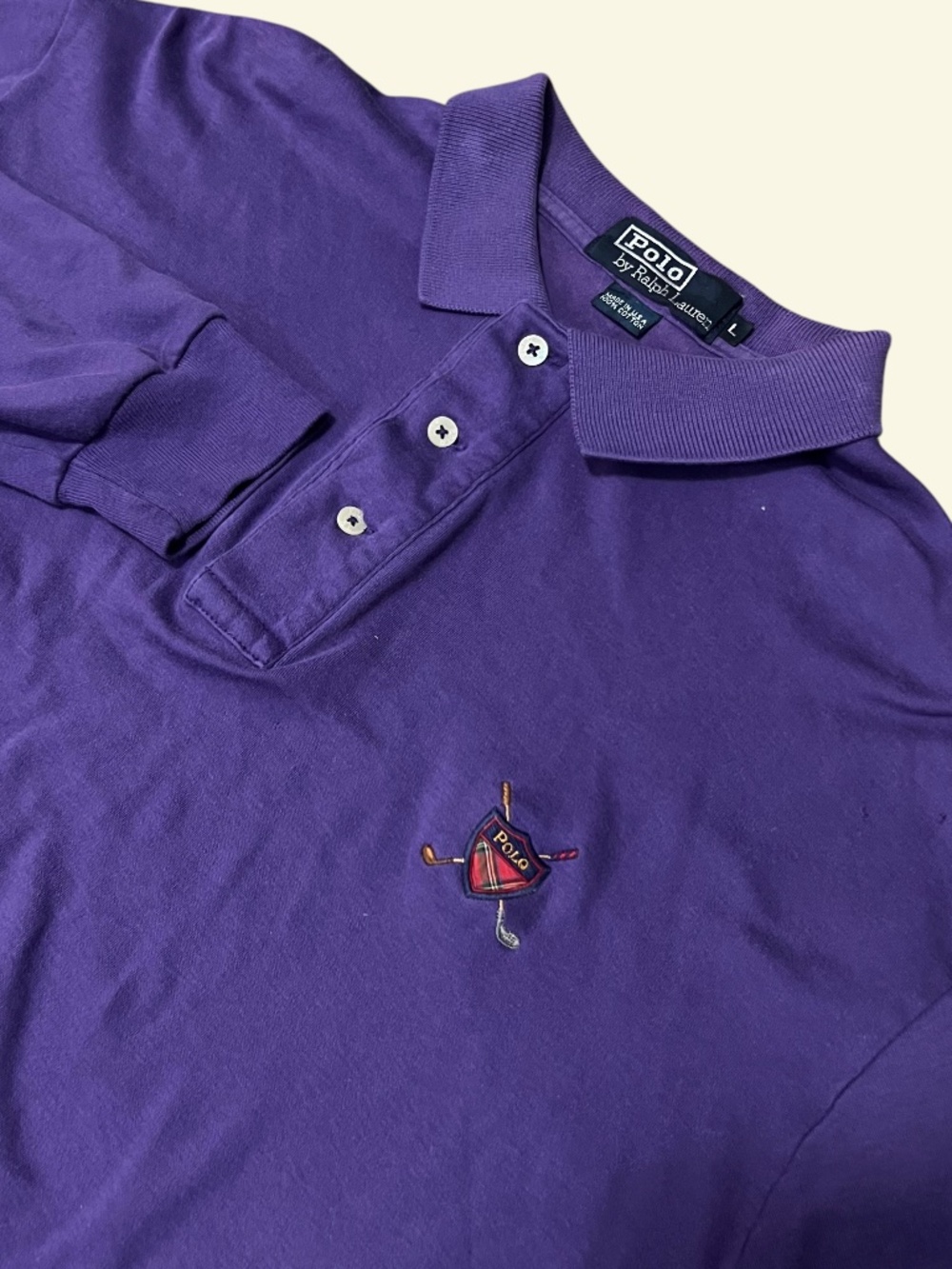 Polo Ralph Lauren Long Sleeve Men's Large Embroidered Golf Crest Made in USA